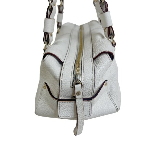 SOLD y2k Vintage Kate Spade White Pebbled Leather Baguette Bag Mini Duffle - Picture 2 of 14